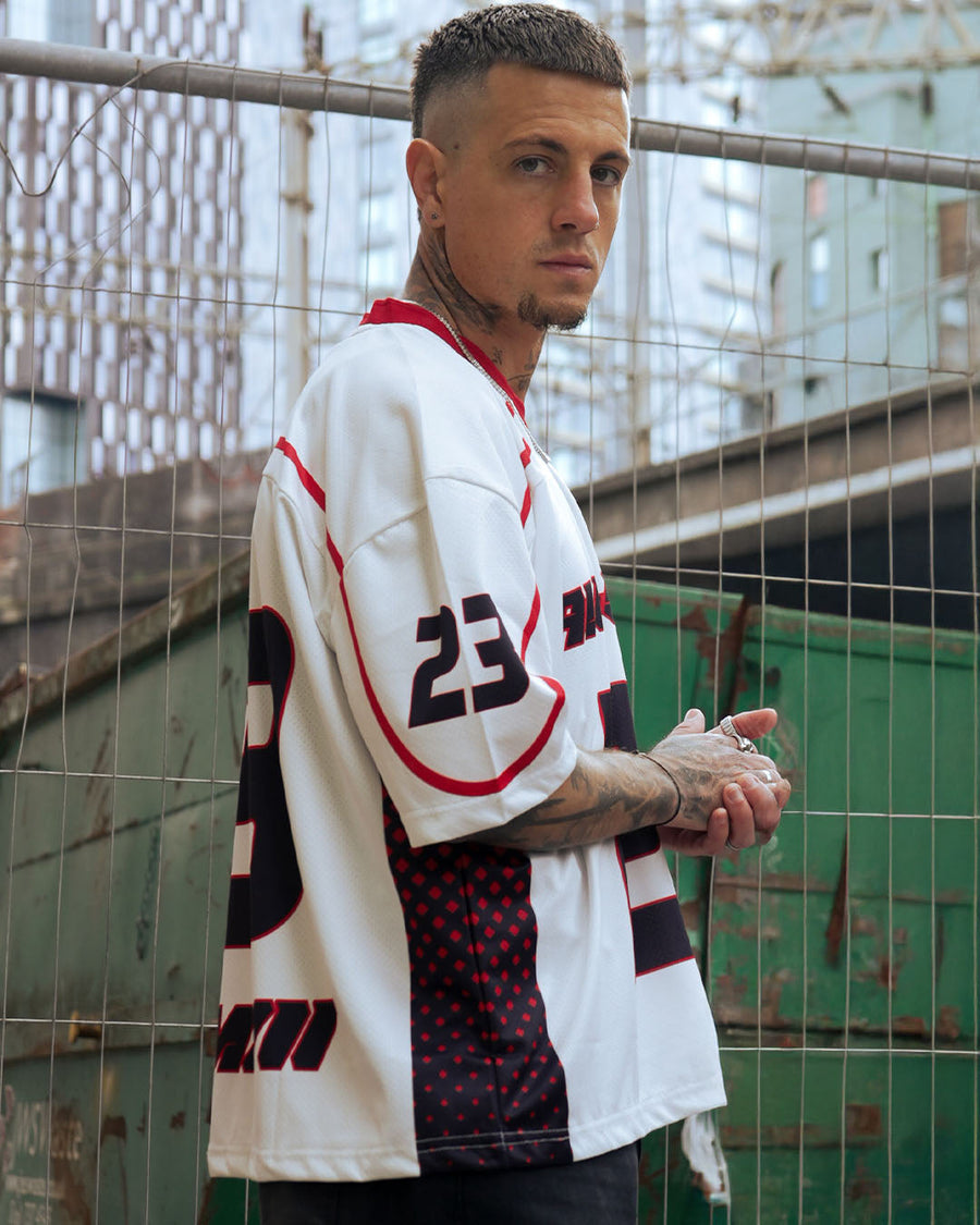 Starborn: Oversized Red & White All-Star Streetwear Jersey