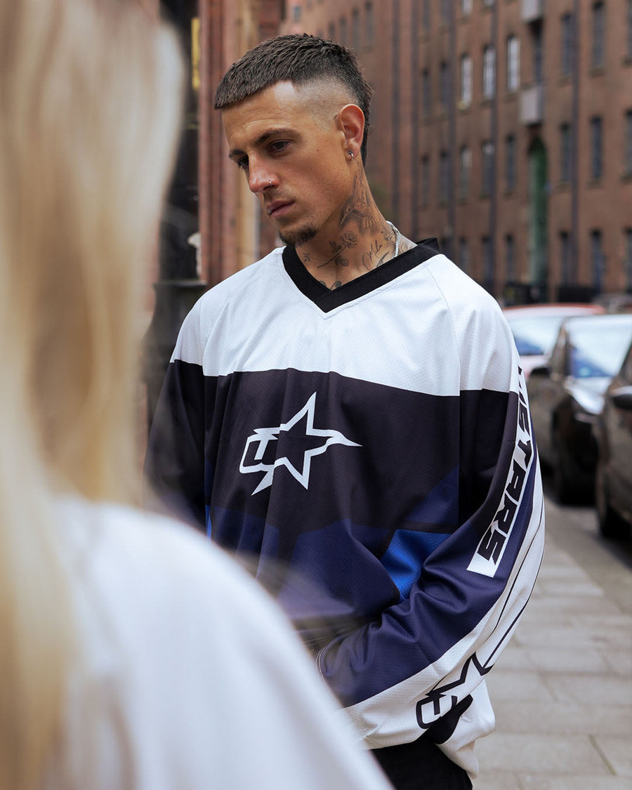 WSTARS Nova: Oversized Navy & White Streetwear Jersey