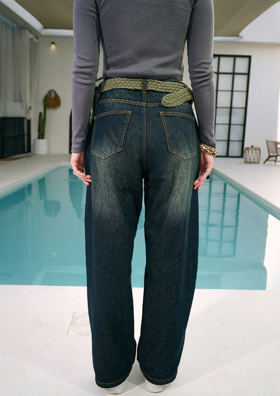 Unisex Blue Driftwood Baggy Denim