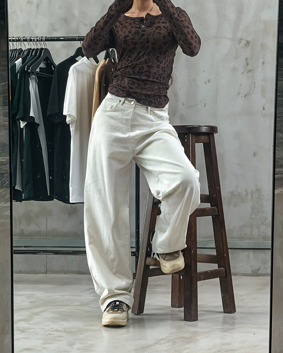 UNISEX Alpine Drift White Baggy Denim Jeans