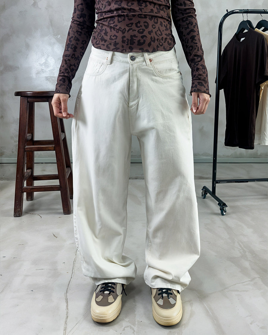 UNISEX Alpine Drift White Baggy Denim Jeans