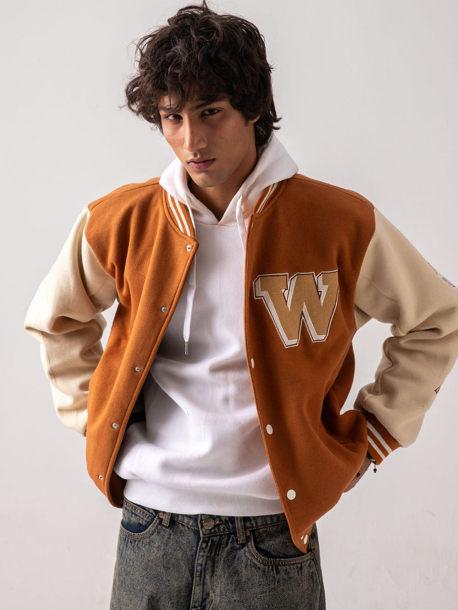 UNISEX - Brown Cherry Bomb Varsity Jacket