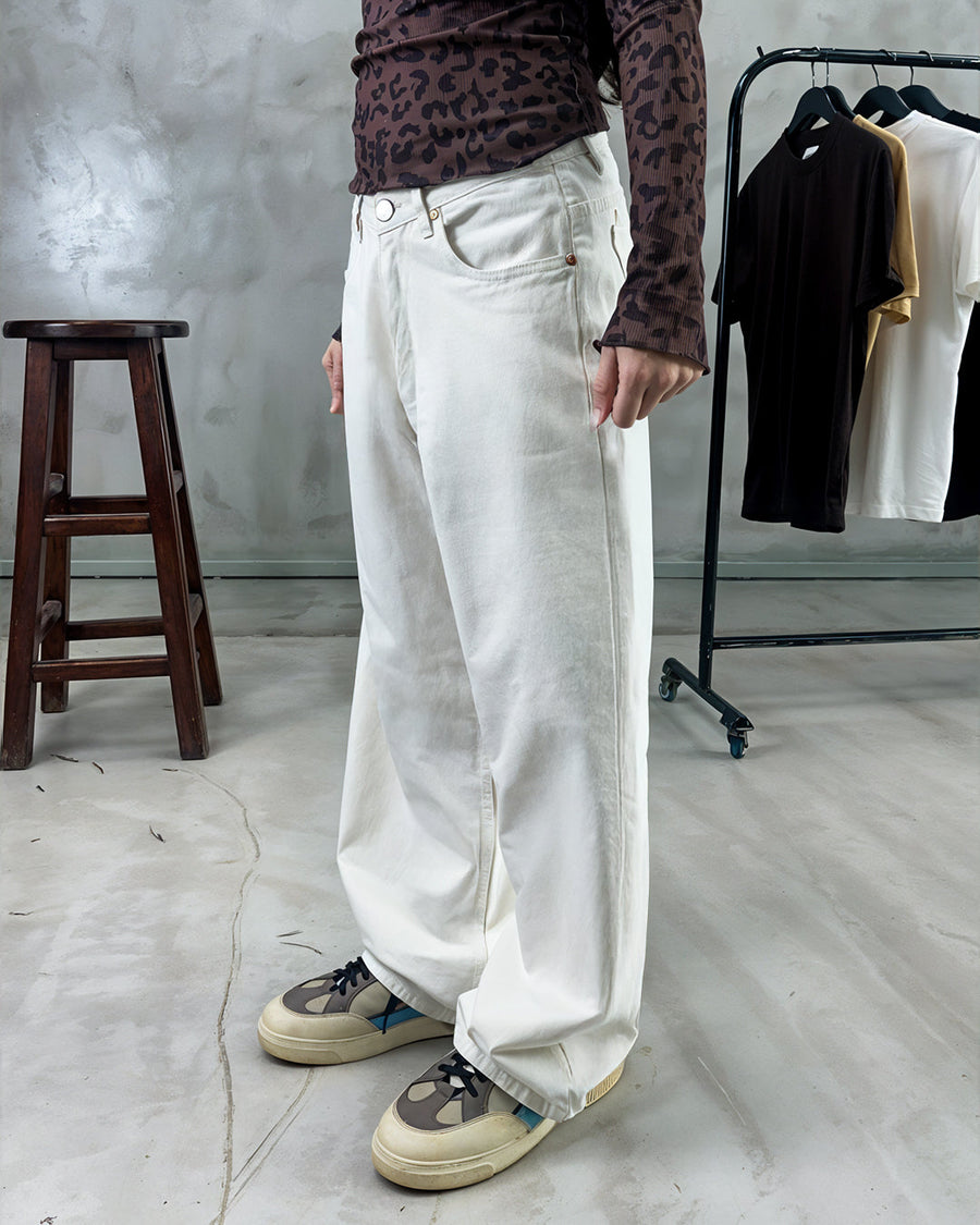 UNISEX Alpine Drift White Baggy Denim Jeans