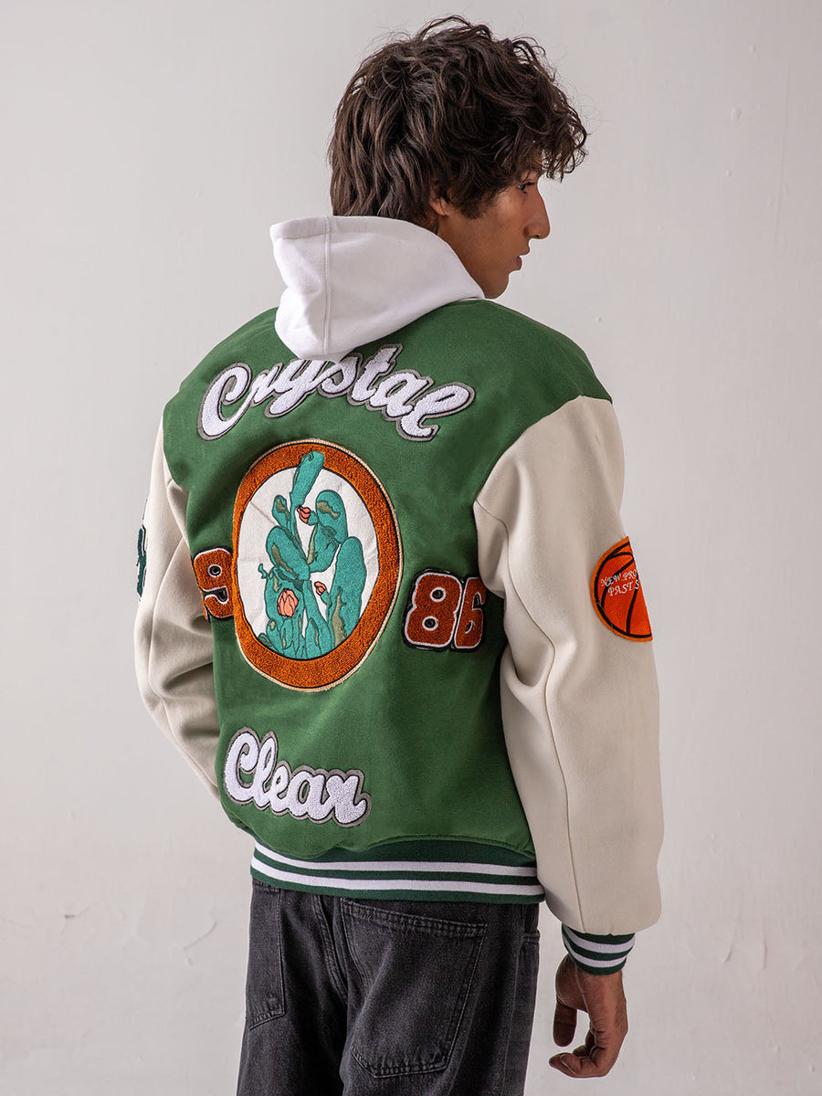 UNISEX - Green Crystal Clear Varsity Jacket