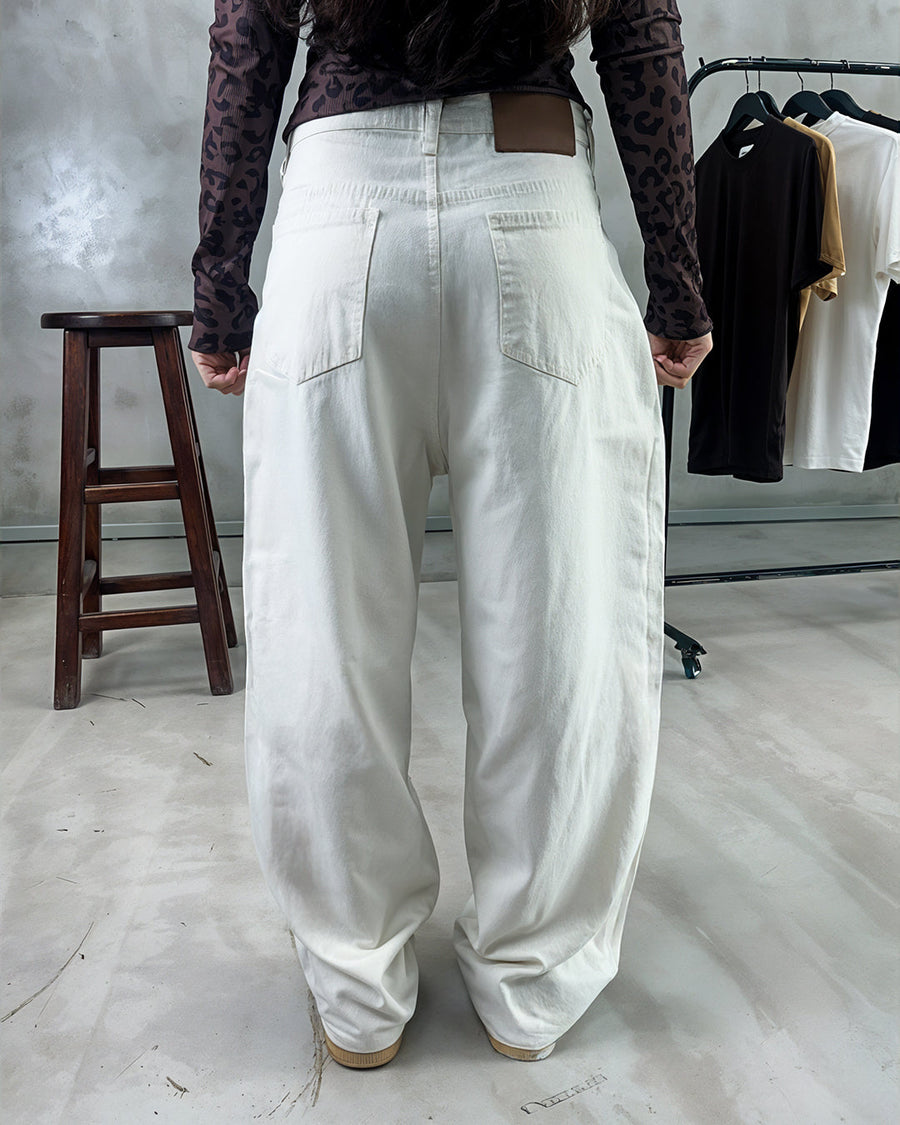 UNISEX Alpine Drift White Baggy Denim Jeans