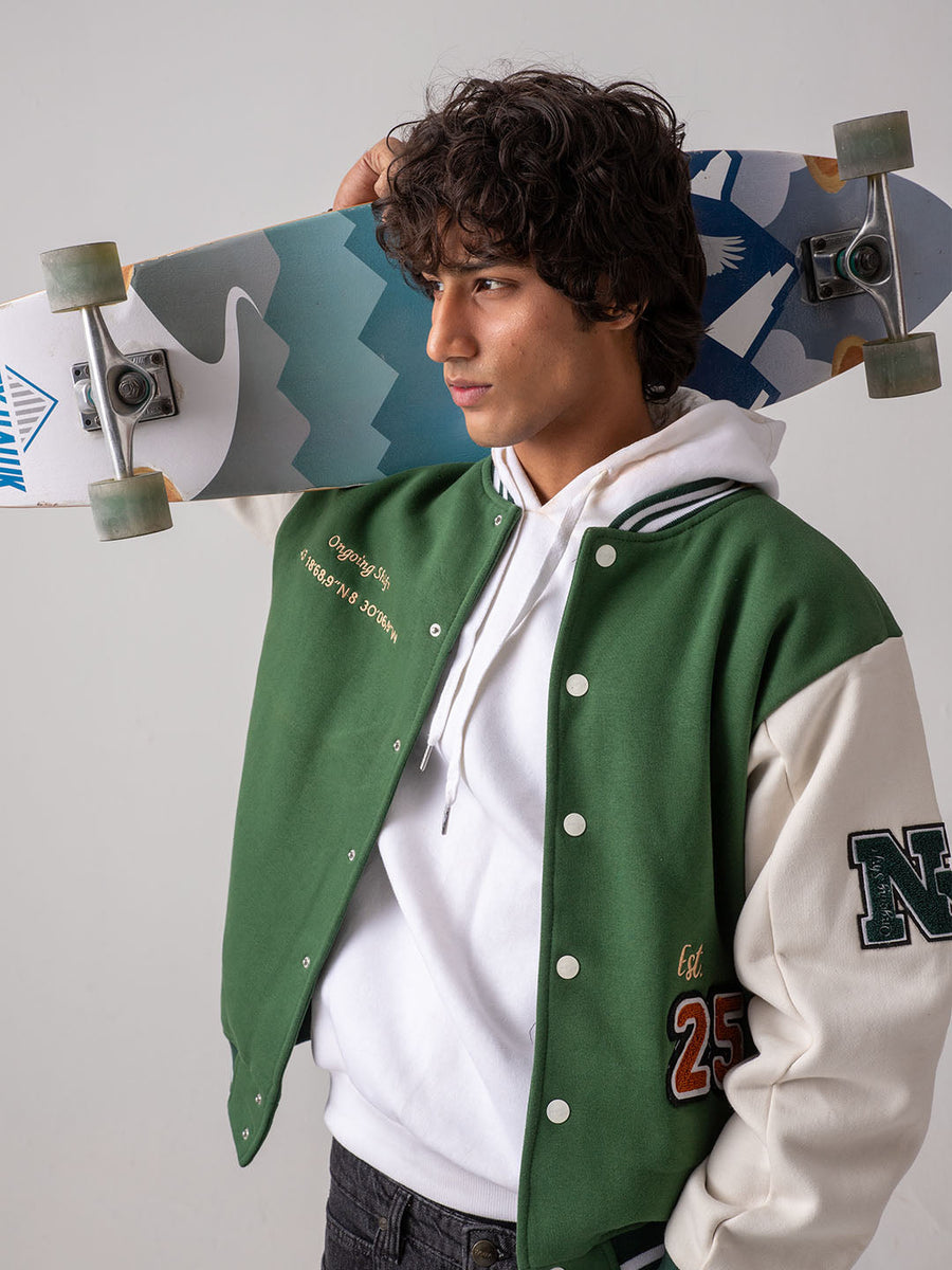 UNISEX - Green Crystal Clear Varsity Jacket