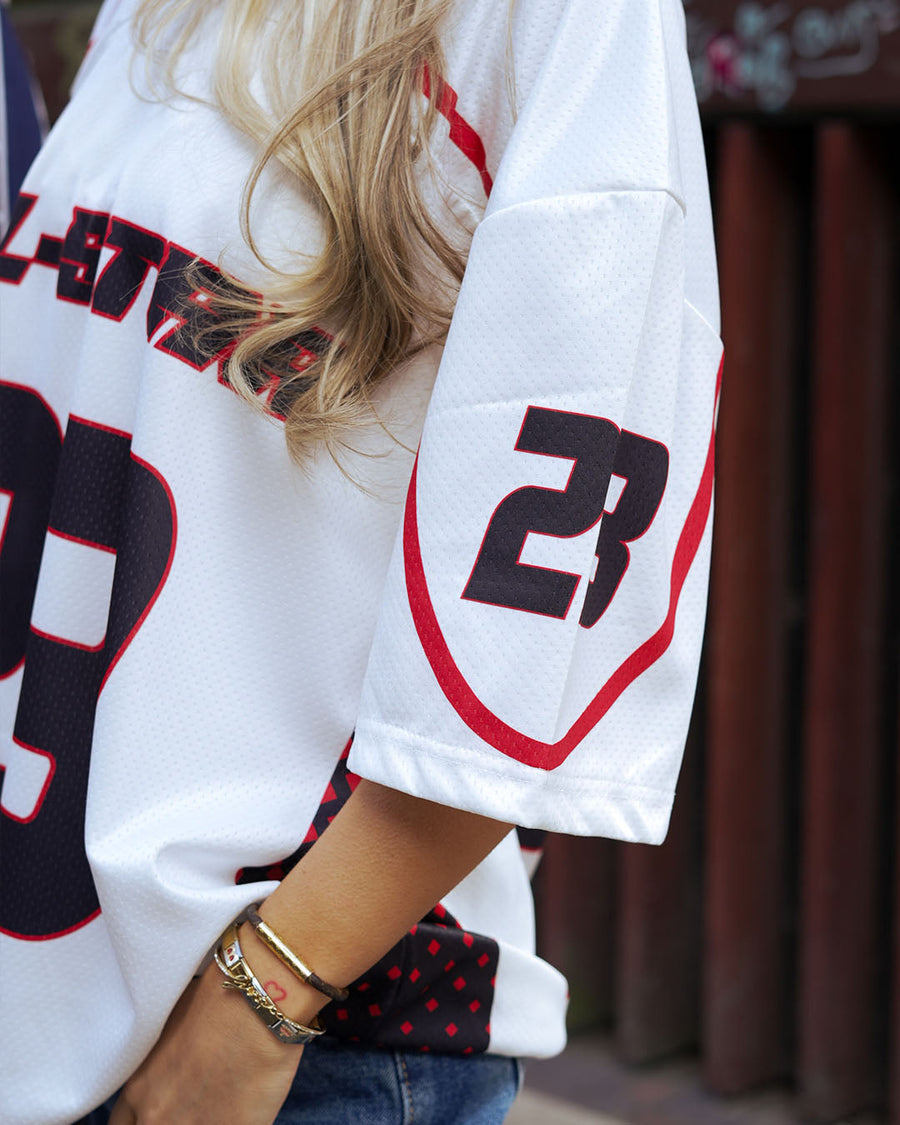 Starborn: Oversized Red & White All-Star Streetwear Jersey