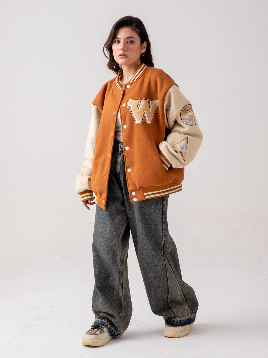 UNISEX - Brown Cherry Bomb Varsity Jacket