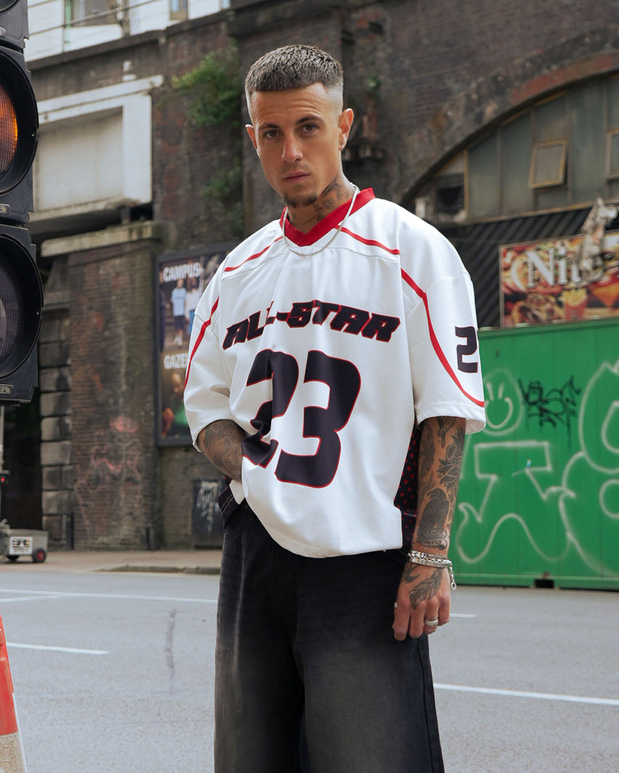 Starborn: Oversized Red & White All-Star Streetwear Jersey